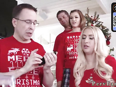 Hardcore masculine in red T-shirt loves a holiday on porch with teenager 18