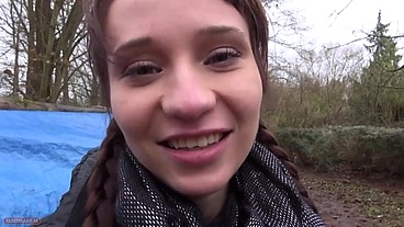 Nice brunette teeny girl with a very sexy skinny body and long legs