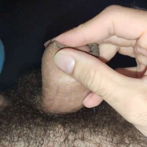 Touching amateur average dick on the bed