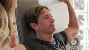 Cadence Lux cuckolds her husband by deepthroating and riding cock