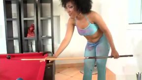 Pleasing tattooed black Daiquiri Divine giving a hot handjob