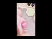 【個人撮影・素人男喘ぎ声少なめ】　 実家の風呂で声を我慢しながらオナニーして射精