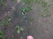 Teen boy cumming near an abandoned building
