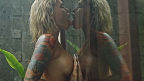 SUN-KISSED SIREN RIDES THE PEAK OF ORGASMIC ECSTASY, HER TATTOOED BACK A TEMPTATION TO TOUCH