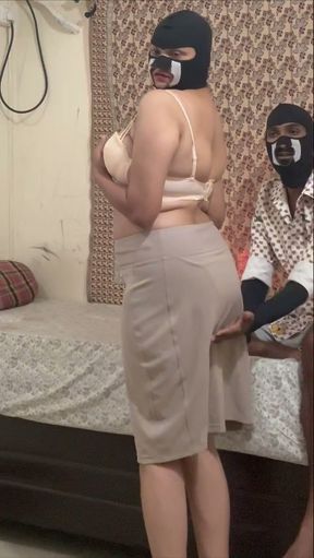 Stepmom is getting ready for office