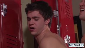 Two cute studs Darin and Will enjoy in one on one hard sex