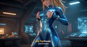 Samus Aran Zero Suit Tease - Open Zipper, Wet Suit and Chest Squeeze