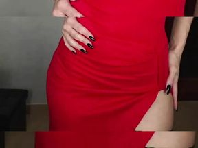 Red dress and stockings