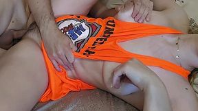 He slammed his cock into her wet cunt and busted a nut in seconds