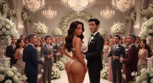 Cuckold Husband Lets All Guests Touch His Bride on All Fours at Wedding Reception (AI generated)