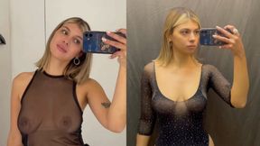 Young Mom with Huge boobs will cum (Try on haul)