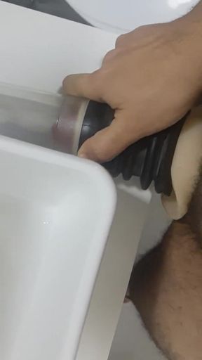 Pedro Pentel punches until he comes in the silicon pussy.