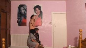 Smoking Sophie Shoulder Ride With Neck Scissors