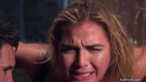 Natural blonde slave rough bdsm banged