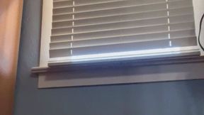 Blue Mini Skirt High Heels Curtain Close Reach Challenge