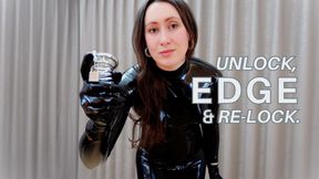 Unlock, Edge & Re-Lock [Chastity, Femdom POV, JOI, Edging, Latex, Catsuit]