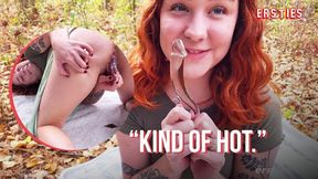 Ersties - Cute American Girl Autumn Plays With a Glass Dildo Outdoors