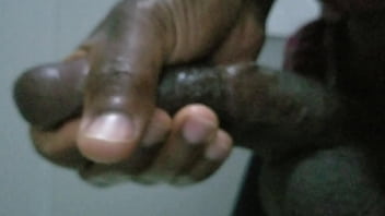 Jerking off some cream cum cream BBC black 9inches