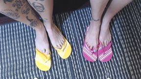 Double flip flop foot fetish play