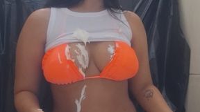 big ass girl gets 50 pies in the face