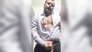 Office Parent Jerks Large Spear in the Shower