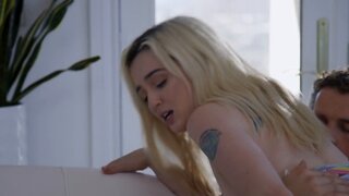 Horny guy gives blonde an ass play while fucking her
