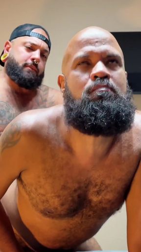 Bearded Stepfather Getting Fucked and Cumming with Tattooed Bear.