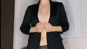 Blazer and Stockings Striptease