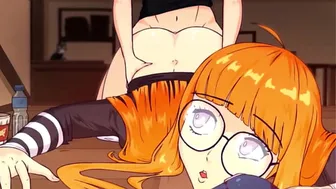Petite Redhead is Playing Videogames and Doesn't Notice the BONER Between her Legs - Animation 3D