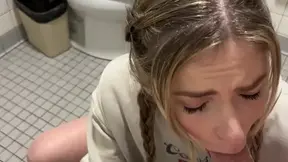 Blonde slut gets railed in public campsite bathroom