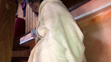 Milf gets fucked after shower then goes up to her room and gets her ass fucked