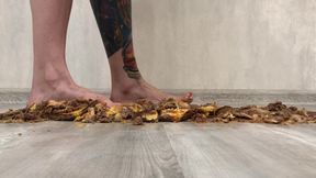 Tattooed girl crushing Royl burgers