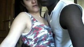 Sucking and riding a huge black shaft of my black fuck buddy