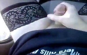 Crossdresser bear jerking off outdoors in nylons