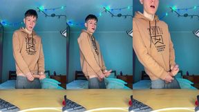 watch me stroke my huge nine inch cock until i explode