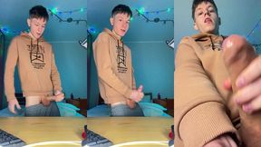 watch me stroke my huge nine inch cock until i explode