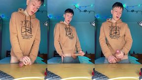 watch me stroke my huge nine inch cock until i explode