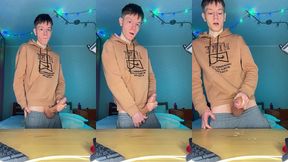 watch me stroke my huge nine inch cock until i explode