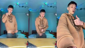 watch me stroke my huge nine inch cock until i explode