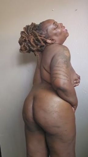 Cheating ebony wife showing off my body