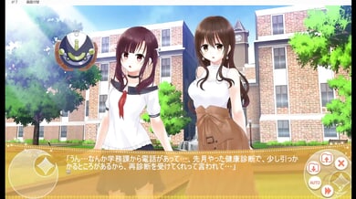 Animated college girl exposed in public hallway and doctor's office