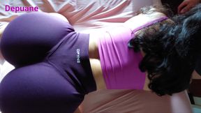 Step Sis Caught in Gym Shorts for an Intense Early Morning Grinding POV