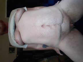 FtM femboy Slide Grant jerks off in  white hello kitty crop top plays with nipple finger tusks and edges pussy cum hard