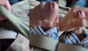Army soldier jerks off in sarge's boxers big creamy cumshot everywhere.
