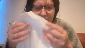Nose blowing into hanky feb '23