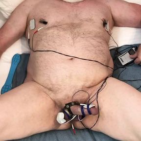 Estim from my ass to my dick and CBT bondage. HFO