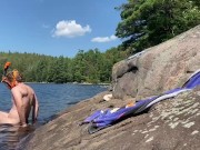 Canadian Guy Sunbathes in Swim Briefs Before Stripping for a Nude Snorkel