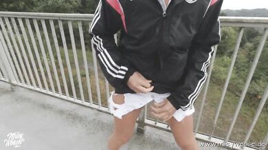 German MILF trucker fucks me hard on the highway bridge POV