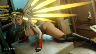 Doggy Style sex with Hot Flexible Mercy on table. GCRaw. Overwatch