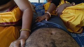Threesome hard bed fucking